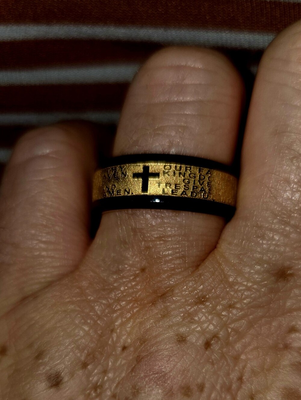 King Will Stainless Steel Cross Bible Verse Ring Size 9.5